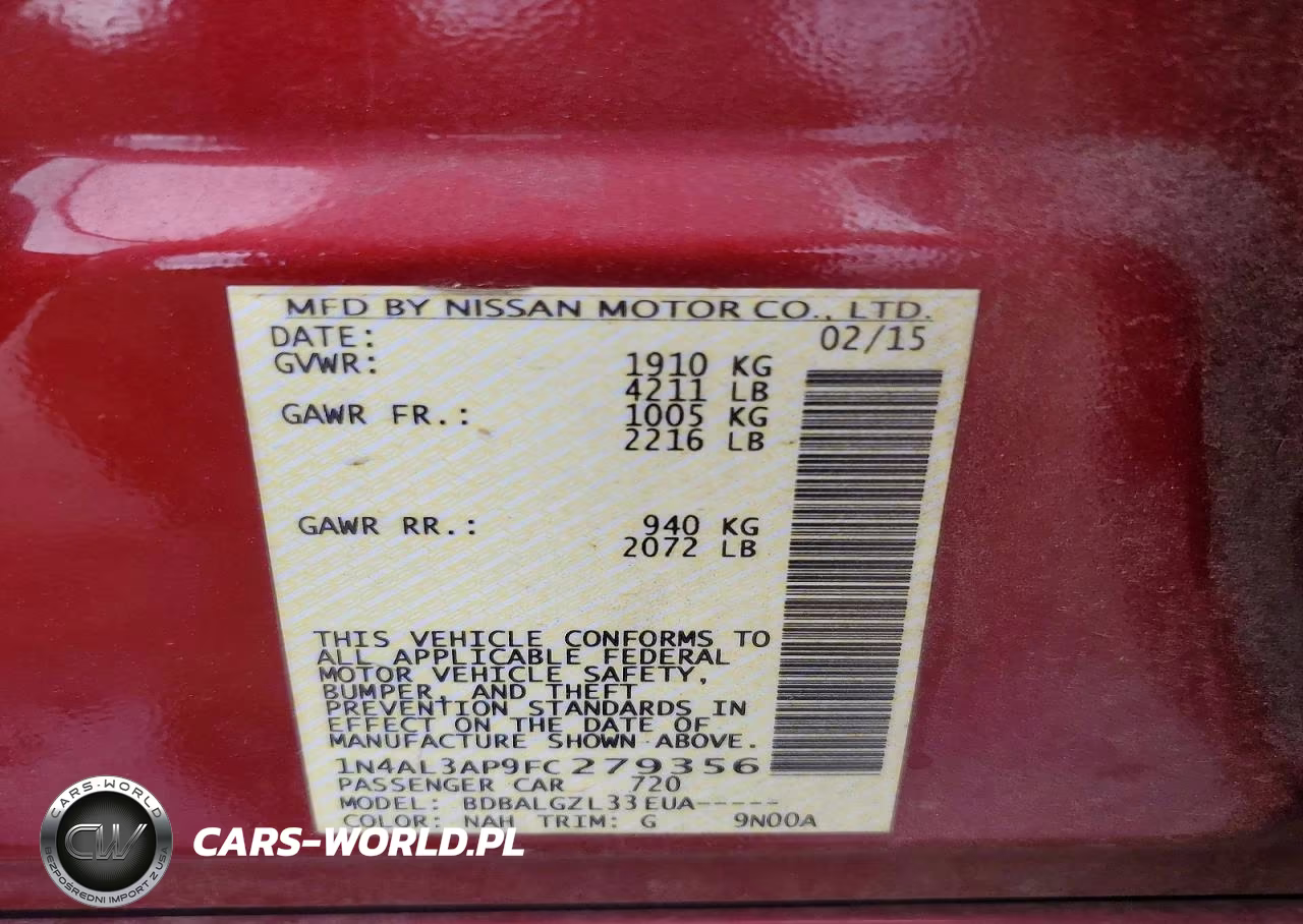 2015 Nissan Altima 2.5 S VIN:1N4AL3AP9FC279356 - 12
