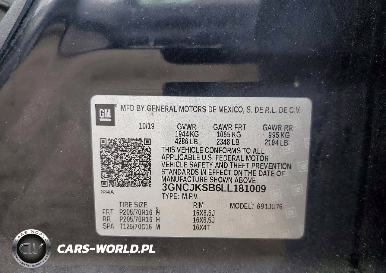 2020 Chevrolet Trax Ls VIN:3GNCJKSB6LL181009 - 12