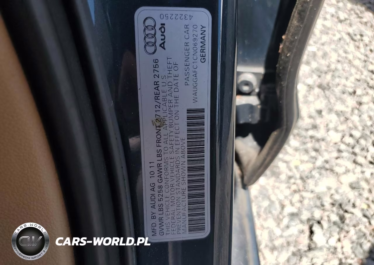 2012 Audi A6 Premium Plus VIN:WAUGGAFC1CN069270 - 12
