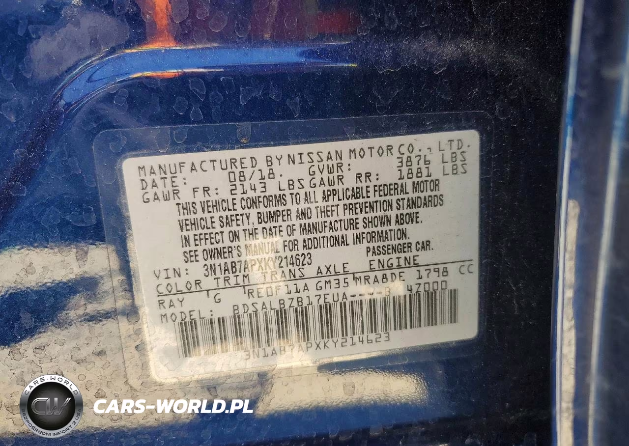 2019 Nissan Sentra S VIN:3N1AB7APXKY214623 - 12