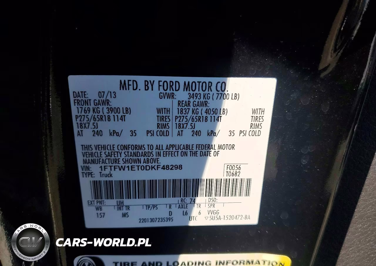 2013 Ford F150 Supercrew VIN:1FTFW1ET0DKF48298 - 13