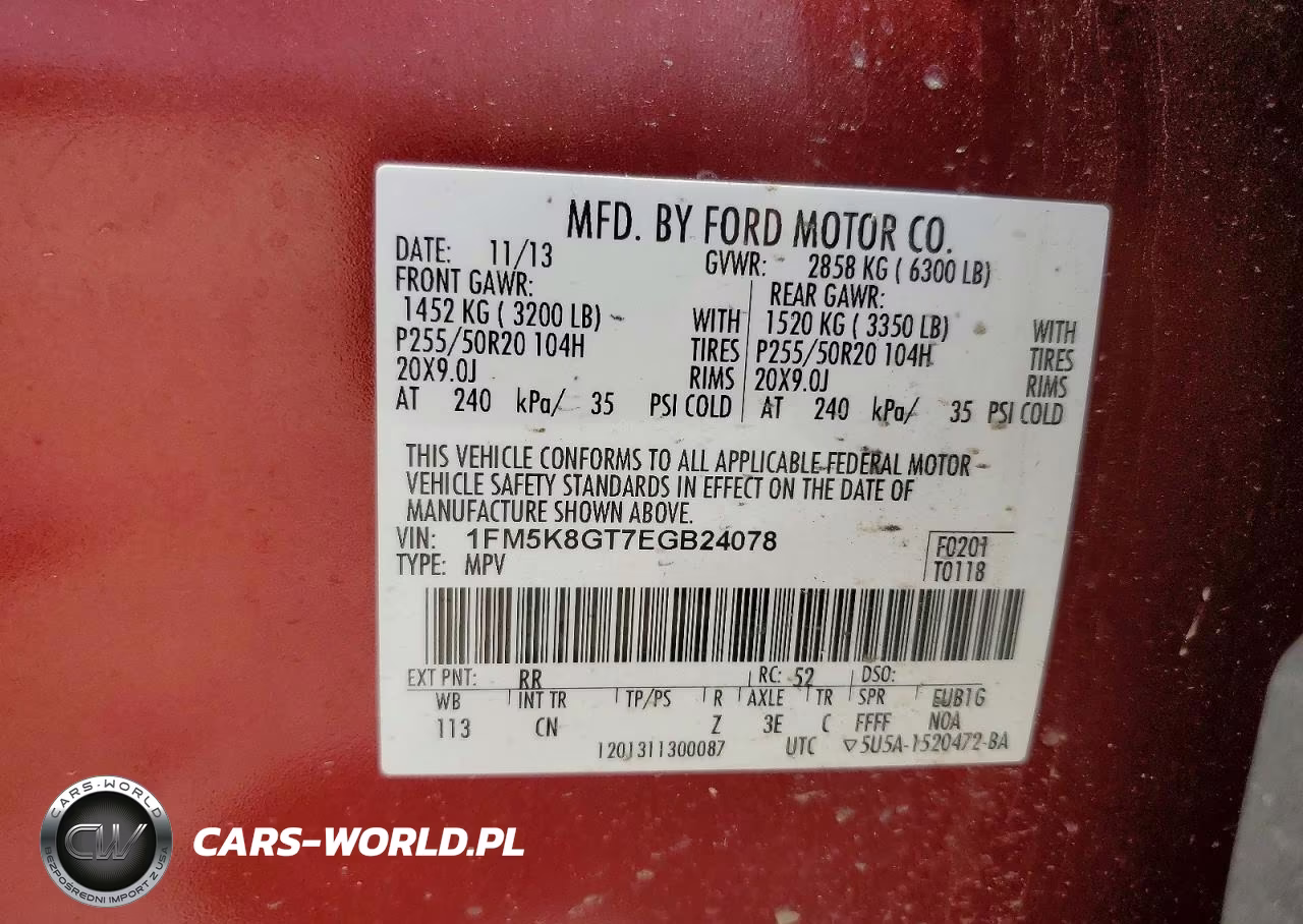 2014 Ford Explorer Sport VIN:1FM5K8GT7EGB24078 - 13