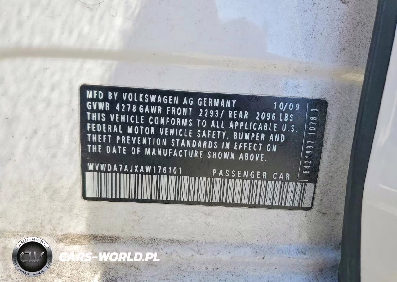 2010 Volkswagen Golf VIN:WVWDA7AJXAW176101 - 12