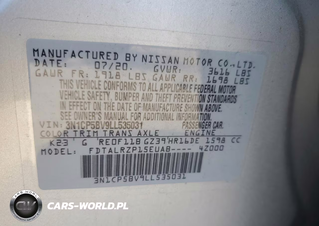 2020 Nissan Kicks S VIN:3N1CP5BV9LL535031 - 12
