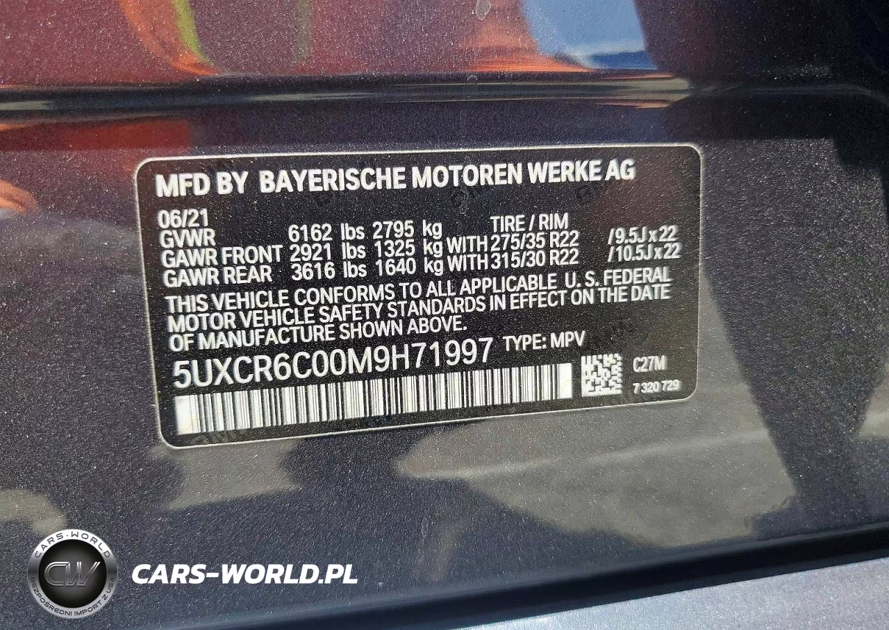 2021 BMW X5 xDrive40I VIN:5UXCR6C00M9H71997 - 14