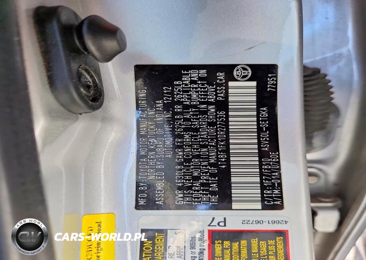 2013 Toyota Camry Xle VIN:4T4BF1FK1DR277536 - 12