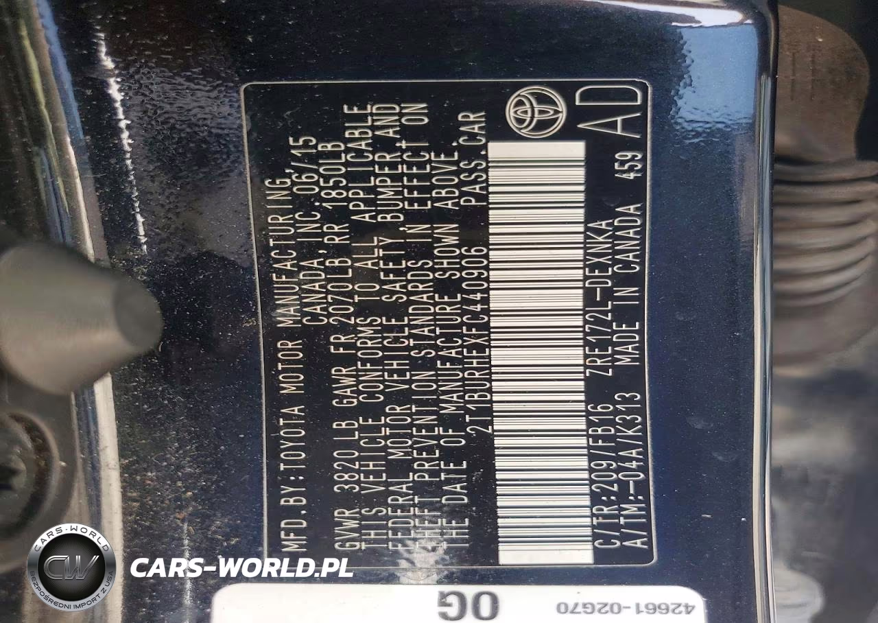 2015 Toyota Corolla Le VIN:2T1BURHEXFC440906 - 12
