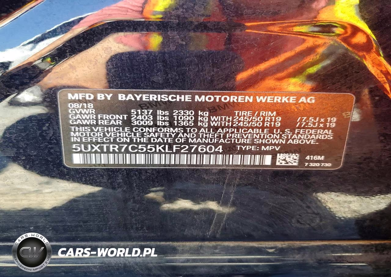 2019 BMW X3 Sdrive30I VIN:5UXTR7C55KLF27604 - 13