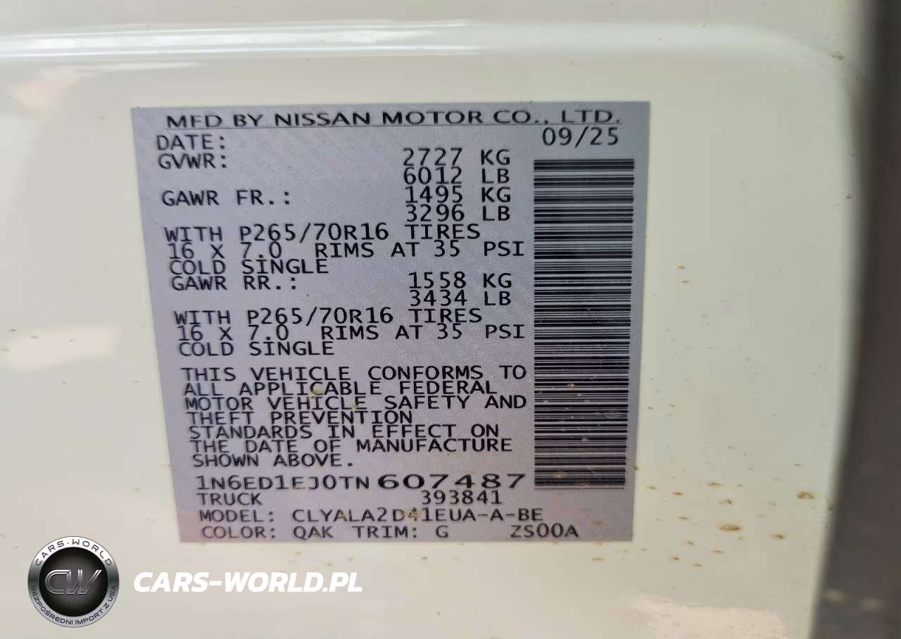 2026 Nissan Frontier S VIN:1N6ED1EJ0TN607487 - 12