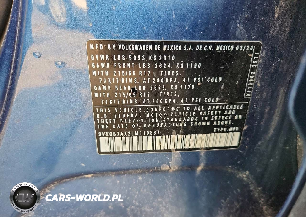 2020 Volkswagen Tiguan S VIN:3VV0B7AX2LM110887 - 13