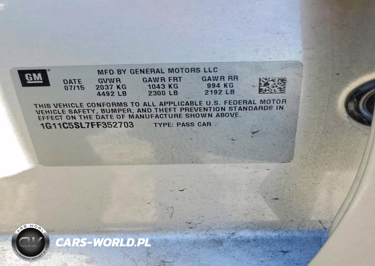 2015 Chevrolet Malibu 1Lt VIN:1G11C5SL7FF352703 - 12