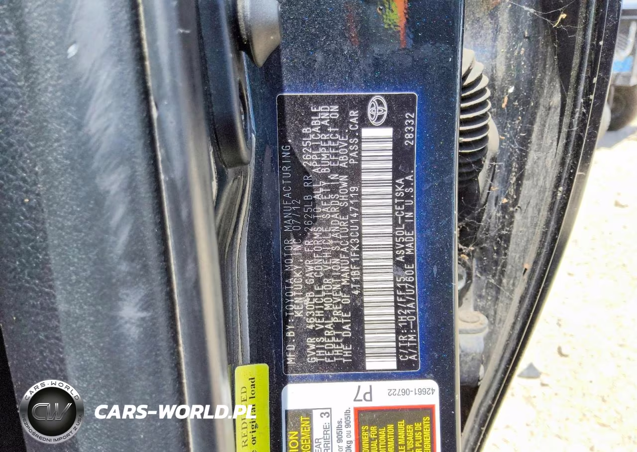2012 Toyota Camry Se VIN:4T1BF1FK3CU147119 - 12