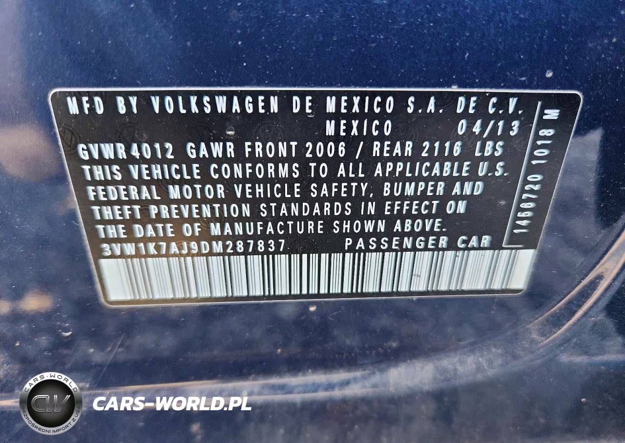 2013 Volkswagen Jetta Base VIN:3VW1K7AJ9DM287837 - 12