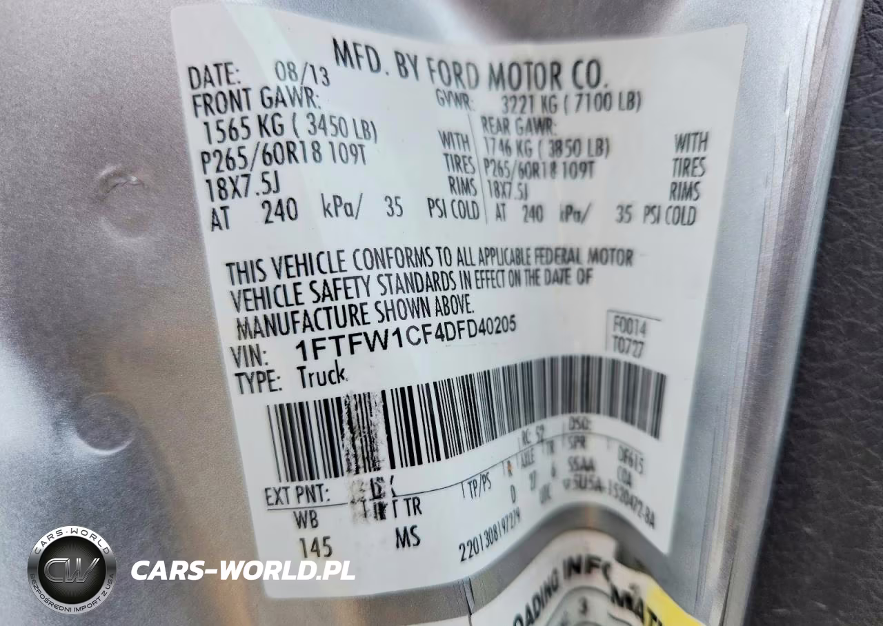 2013 Ford F150 Supercrew VIN:1FTFW1CF4DFD40205 - 13