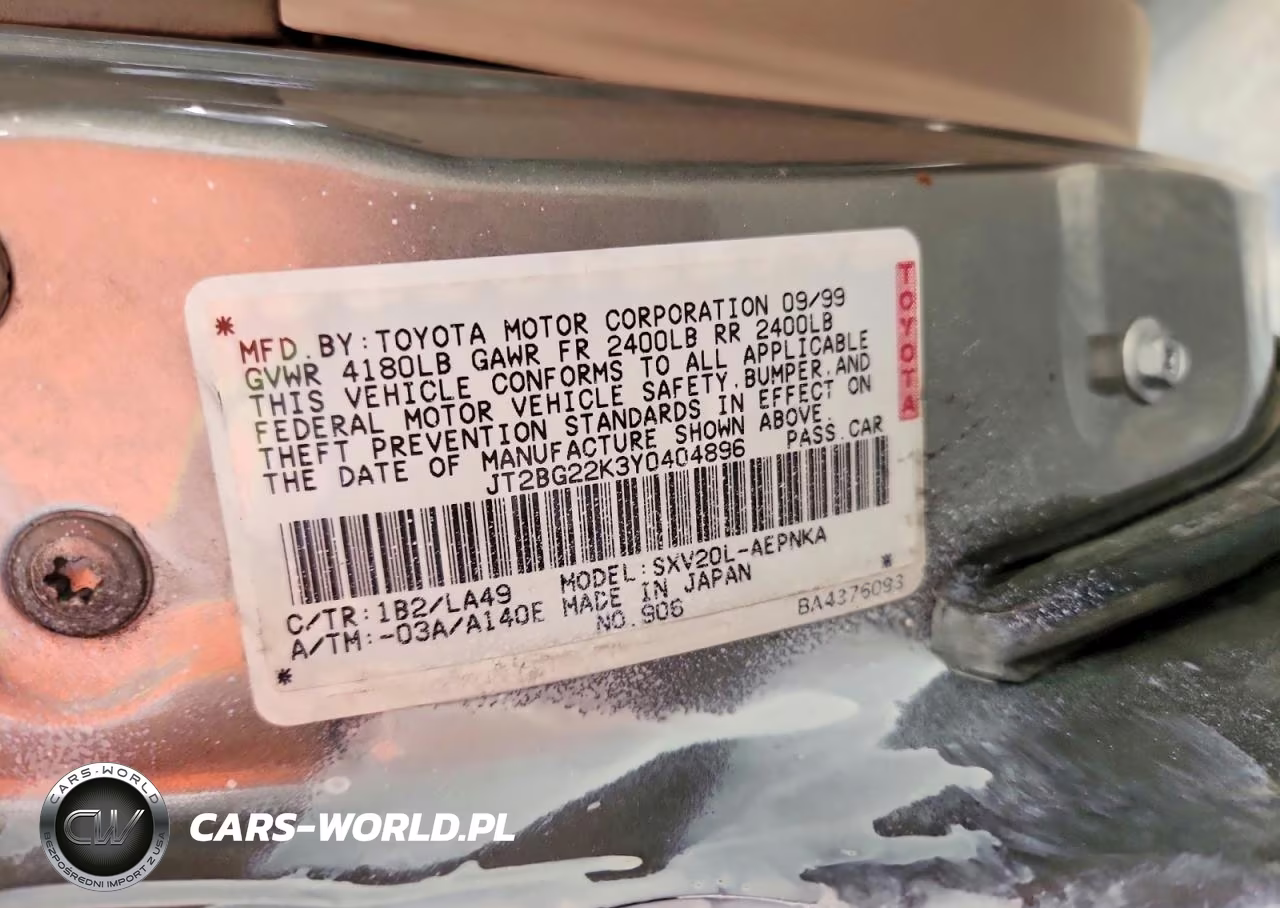2000 Toyota Camry Le VIN:JT2BG22K3Y0404896 - 12
