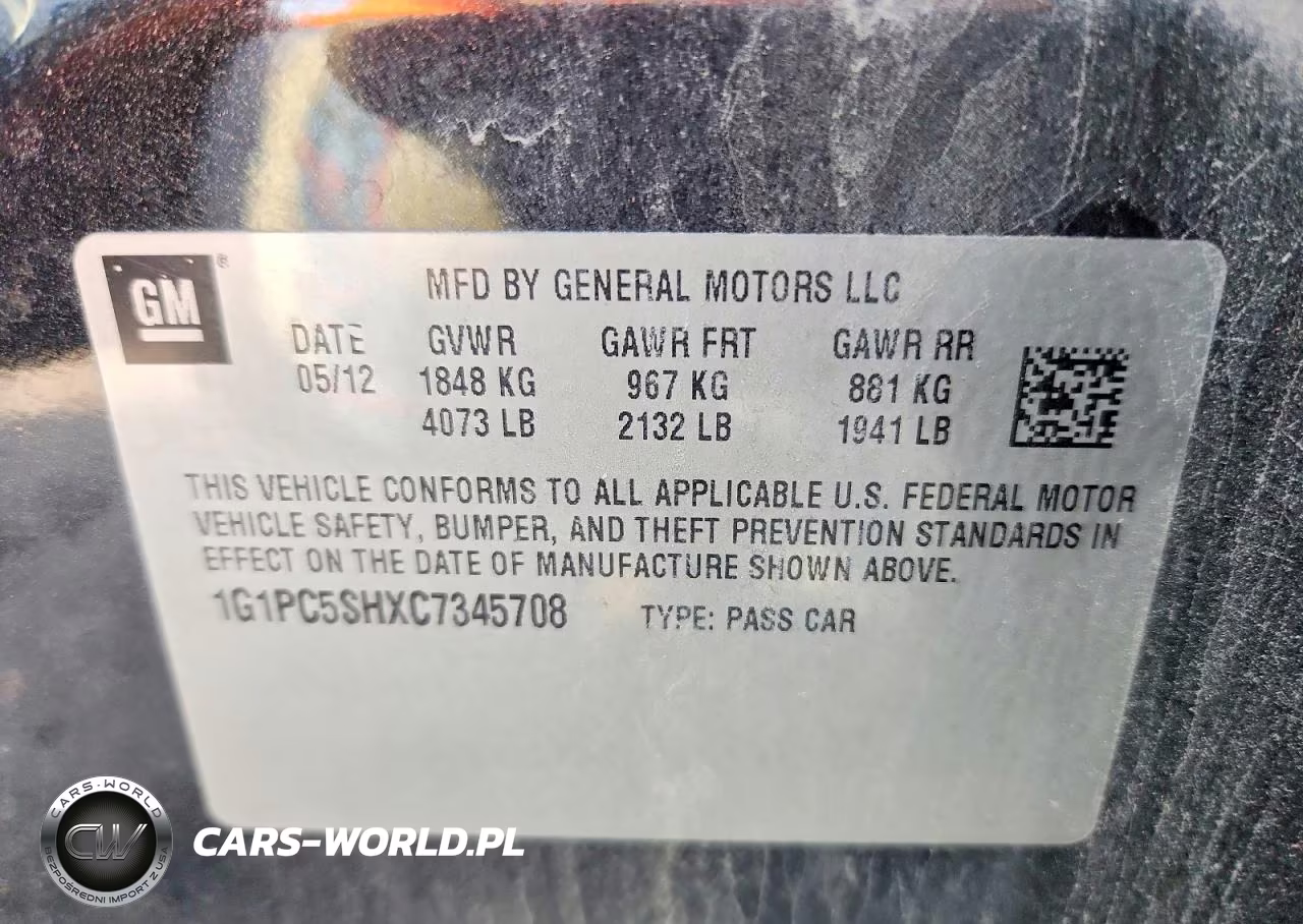 2012 Chevrolet Cruze Ls VIN:1G1PC5SHXC7345708 - 12
