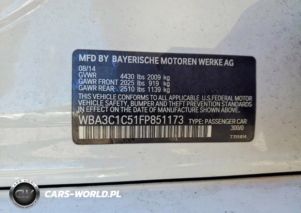 2015 BMW 328 I Sulev VIN:WBA3C1C51FP851173 - 12