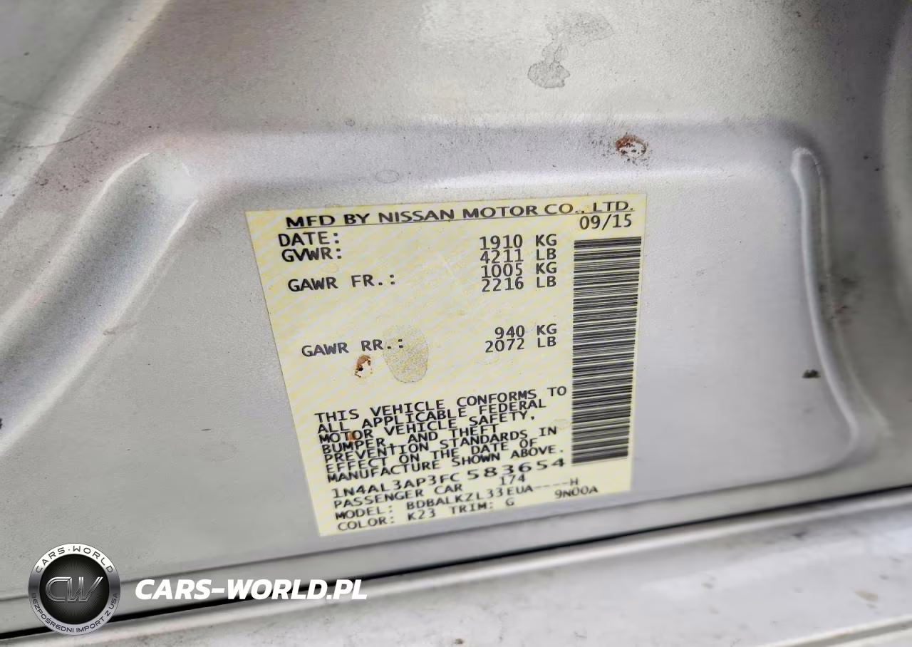 2015 Nissan Altima 2.5 Sv VIN:1N4AL3AP3FC583654 - 12