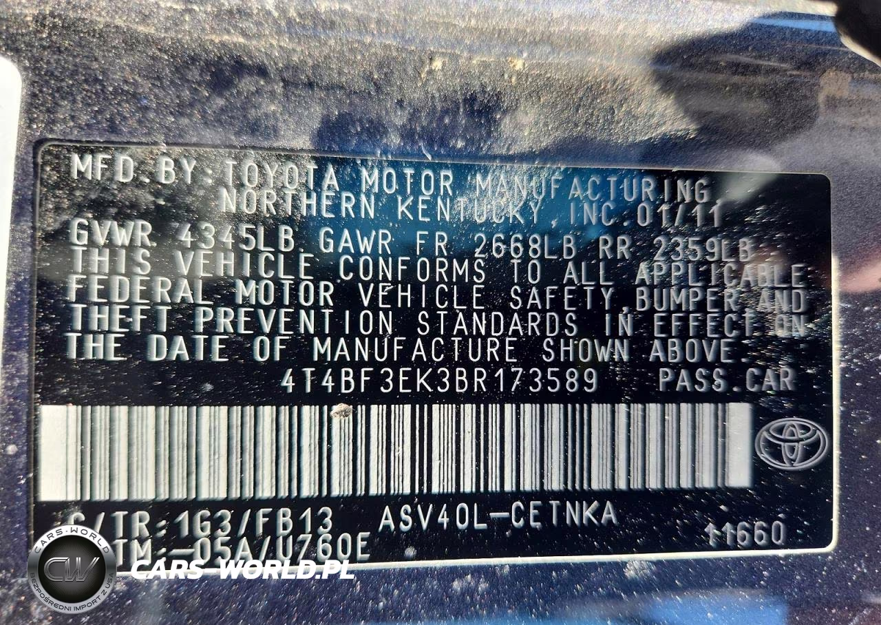 2011 Toyota Camry Le VIN:4T4BF3EK3BR173589 - 12