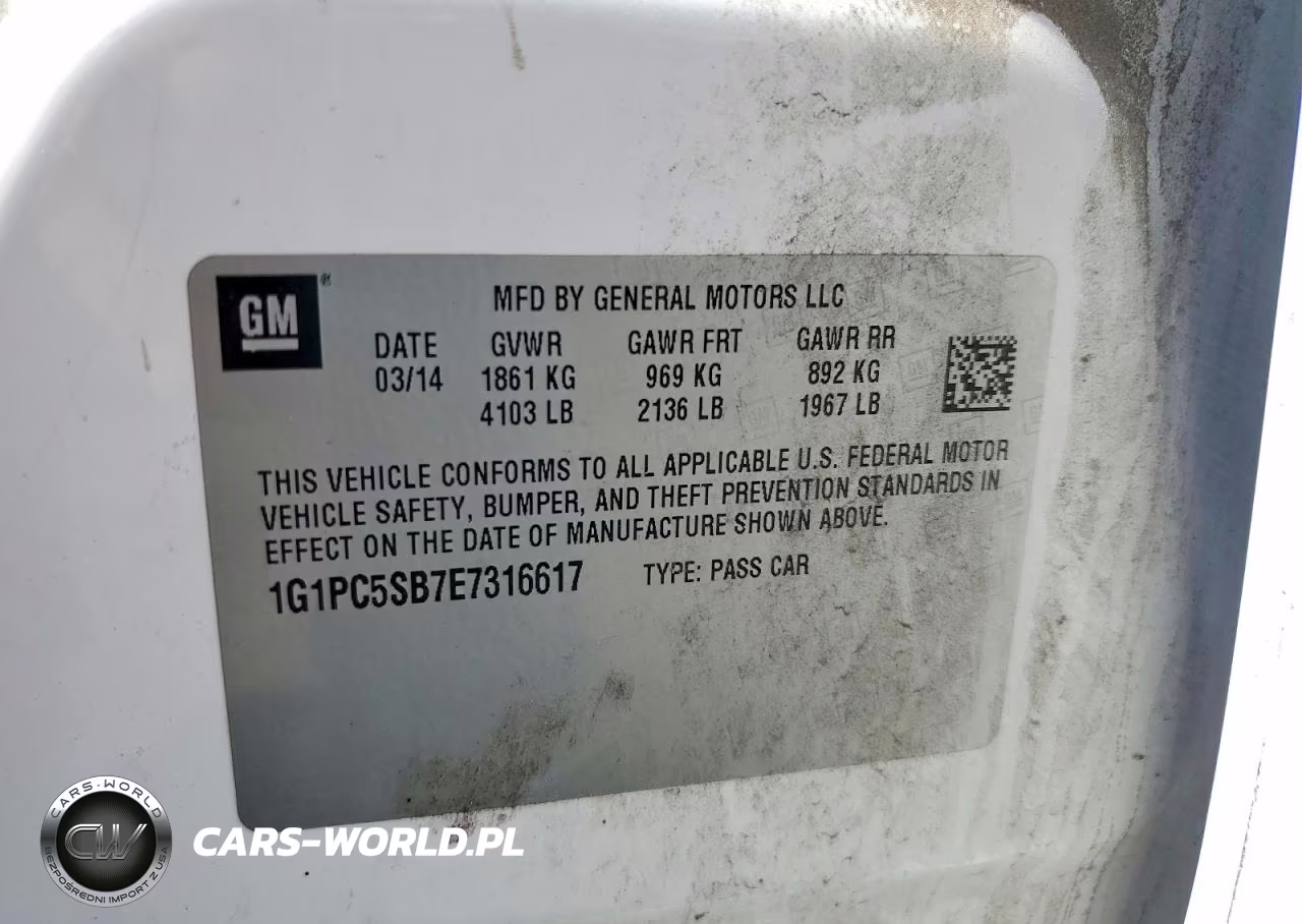 2014 Chevrolet Cruze Lt VIN:1G1PC5SB7E7316617 - 12