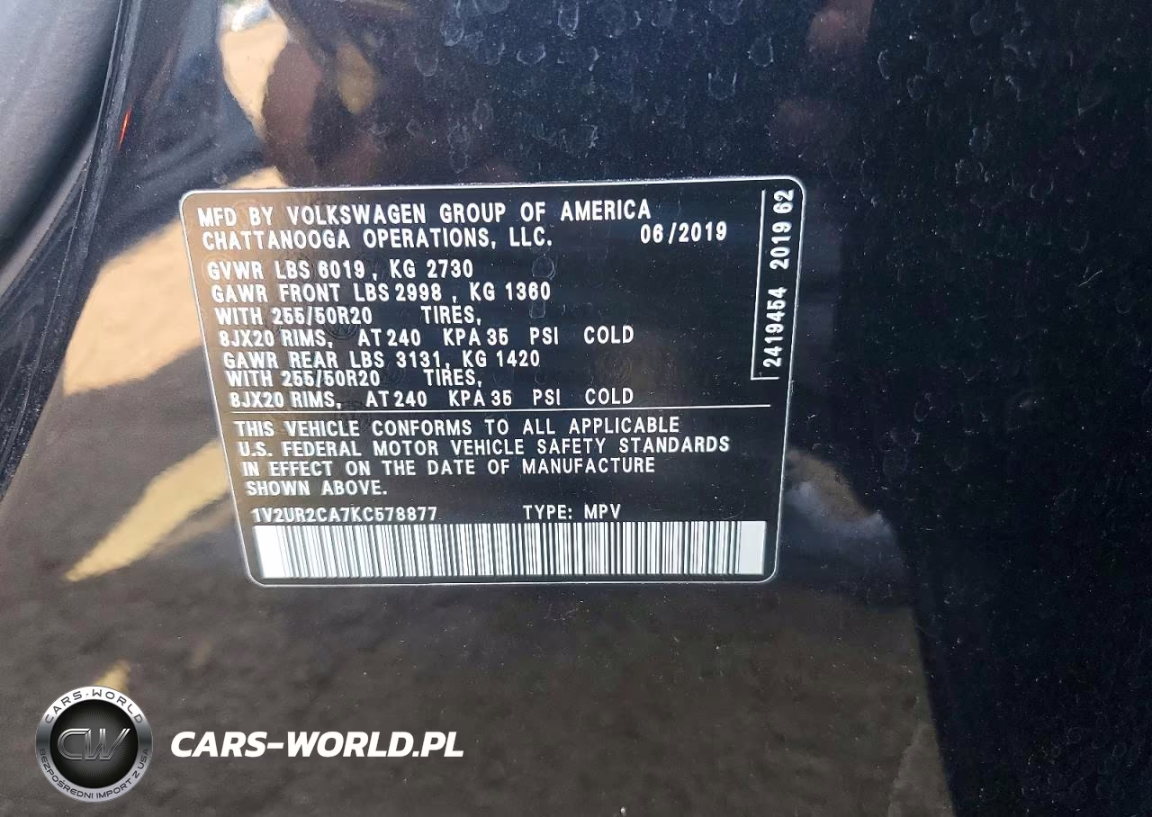 2019 Volkswagen Atlas Se VIN:1V2UR2CA7KC578877 - 13