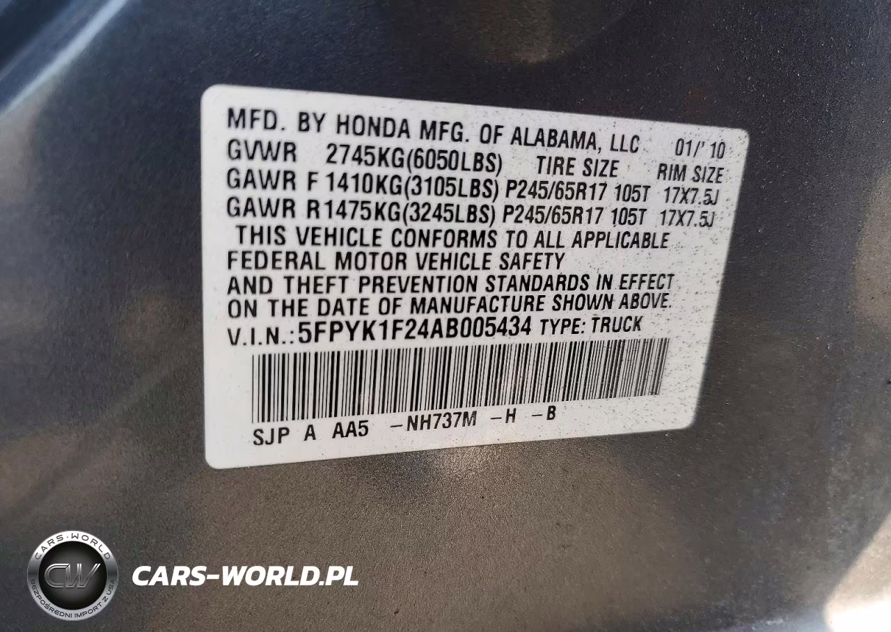 2010 Honda Ridgeline Rt VIN:5FPYK1F24AB005434 - 12