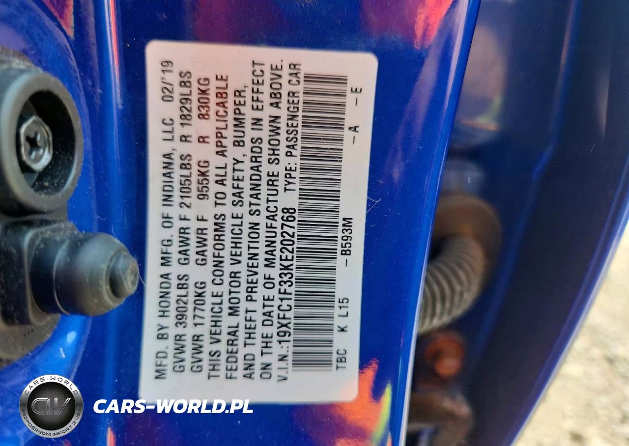 2019 Honda Civic Ex VIN:19XFC1F33KE202768 - 12