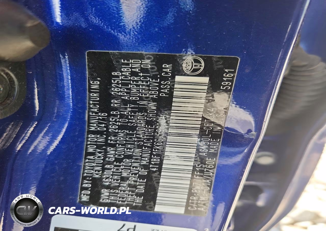 2016 Toyota Camry Se VIN:4T1BF1FK6GU596204 - 12
