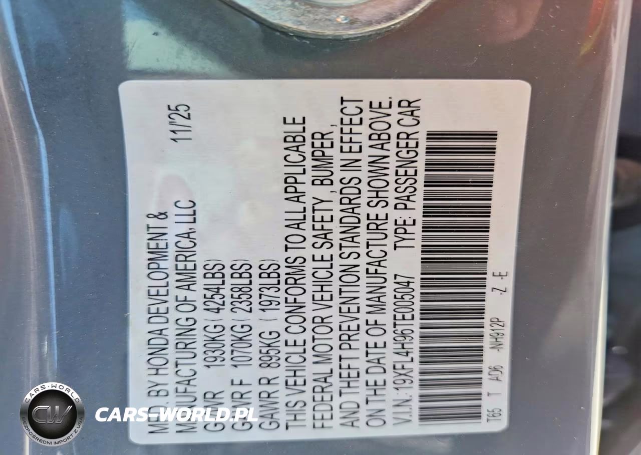 2026 Honda Civic Sport Touring VIN:19XFL4H96TE005047 - 13