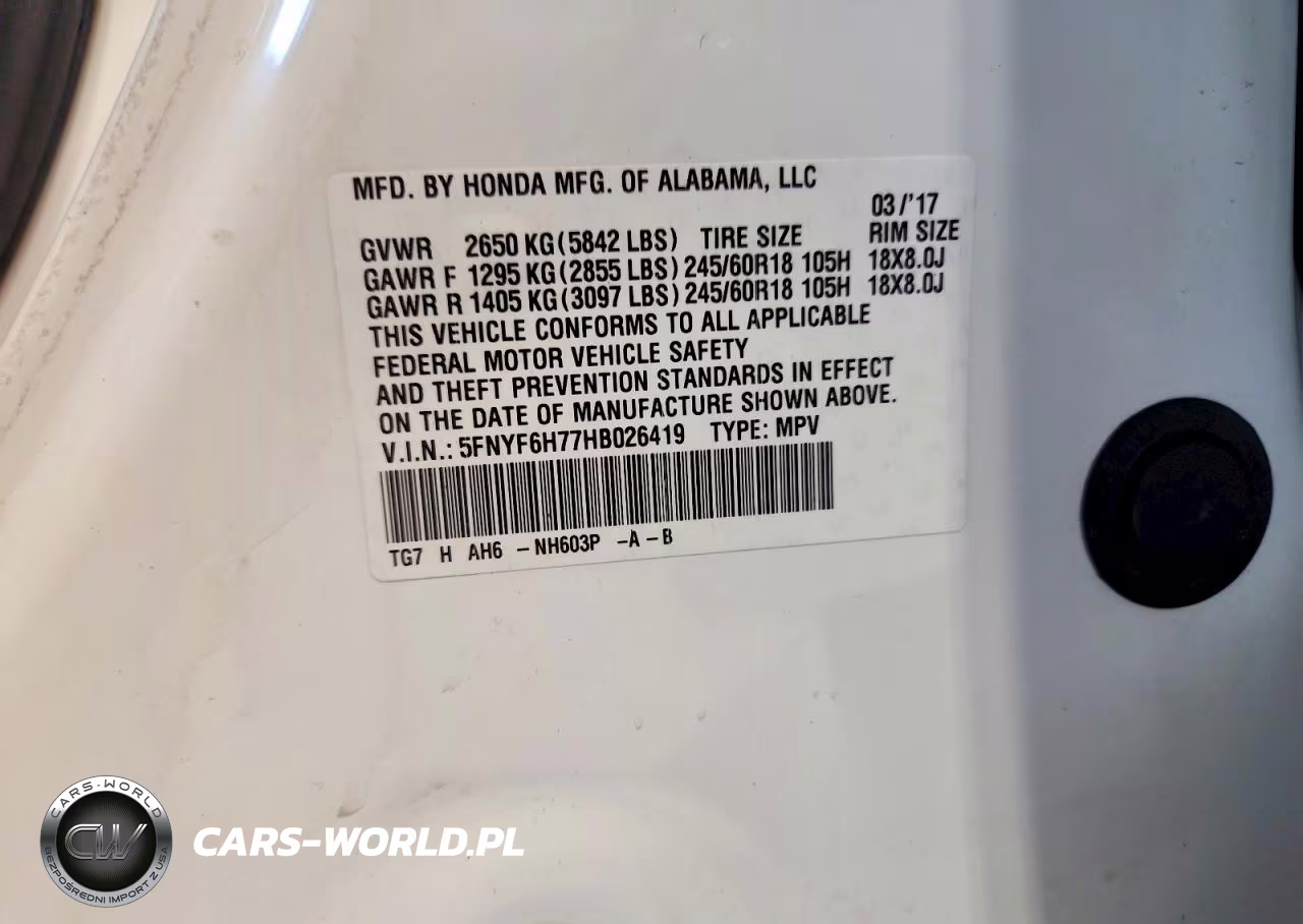 2017 Honda Pilot Exln VIN:5FNYF6H77HB026419 - 13