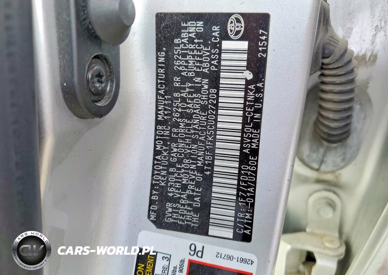 2012 Toyota Camry Le VIN:4T1BF1FK5CU027208 - 12