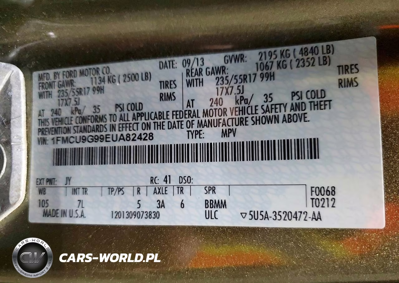 2014 Ford Escape Se VIN:1FMCU9G99EUA82428 - 13