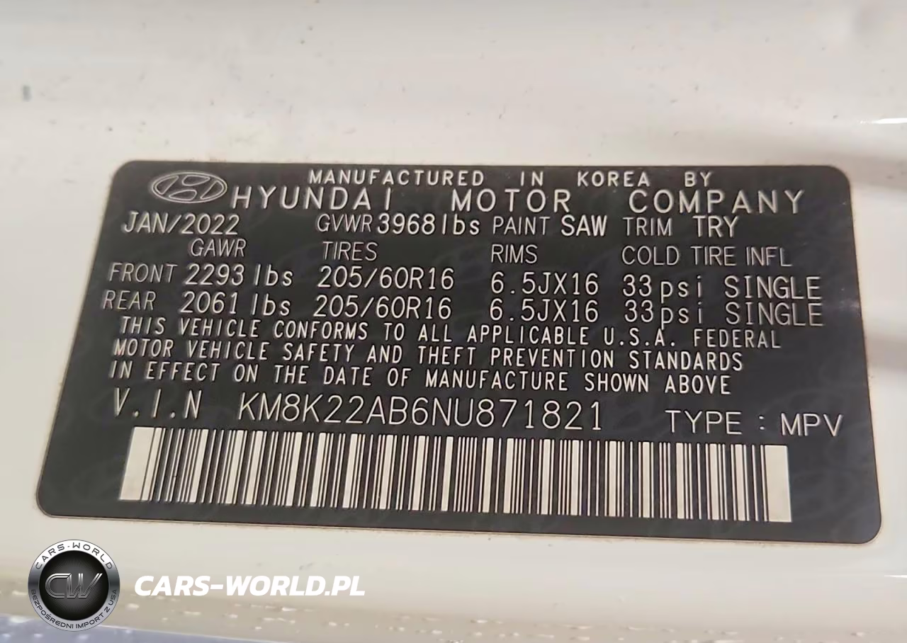 2022 Hyundai Kona Se VIN:KM8K22AB6NU871821 - 14