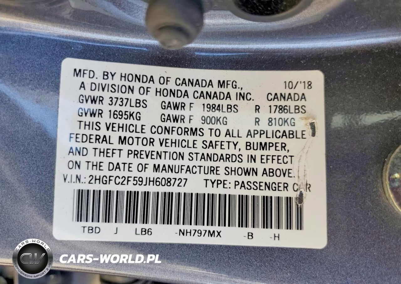 2018 Honda Civic Lx VIN:2HGFC2F59JH608727 - 12