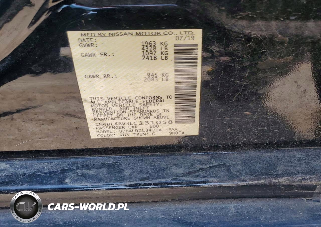 2020 Nissan Altima S VIN:1N4BL4BV3LC131058 - 12