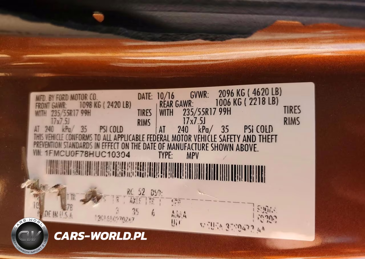 2017 Ford Escape S VIN:1FMCU0F78HUC10304 - 12