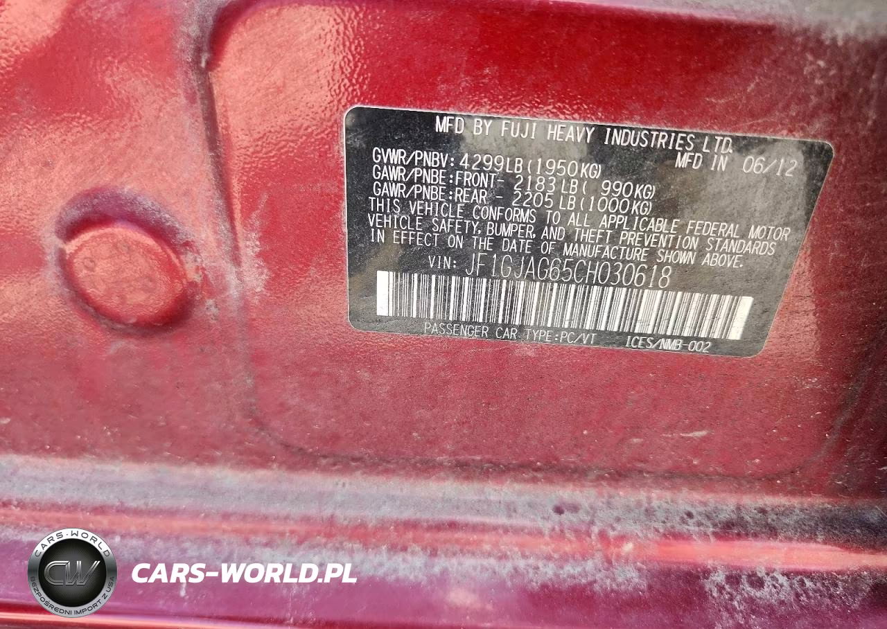 2012 Subaru Impreza Limited VIN:JF1GJAG65CH030618 - 12