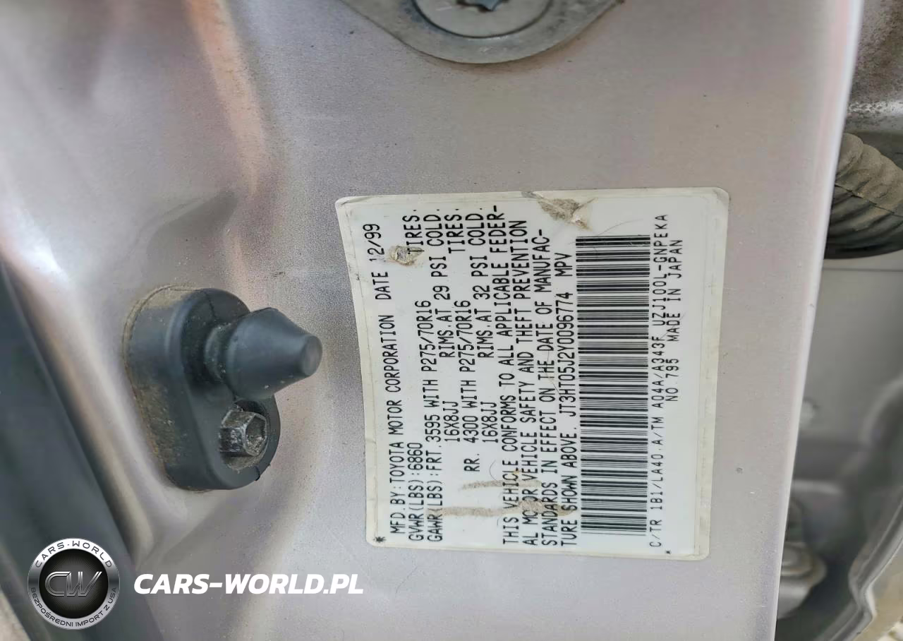 2000 Toyota Land Cruiser Base VIN:JT3HT05J2Y0096774 - 13