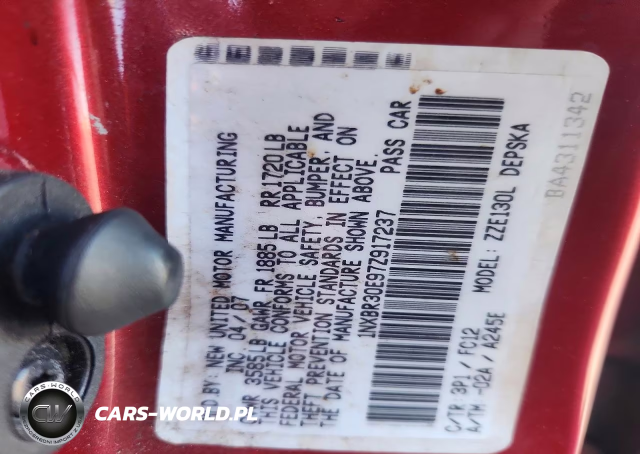 2007 Toyota Corolla S VIN:1NXBR30E97Z917237 - 12