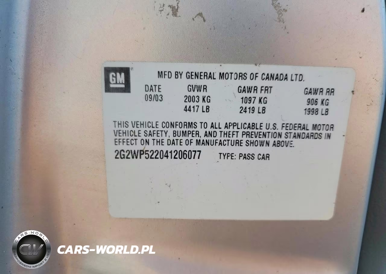 2004 Pontiac Grand Prix Gt VIN:2G2WP522041206077 - 12
