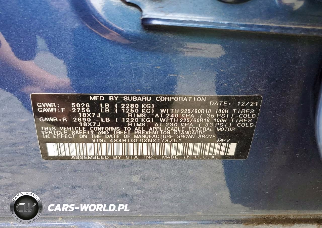 2022 Subaru Outback Onyx Edition Xt VIN:4S4BTGLDXN3178751 - 14