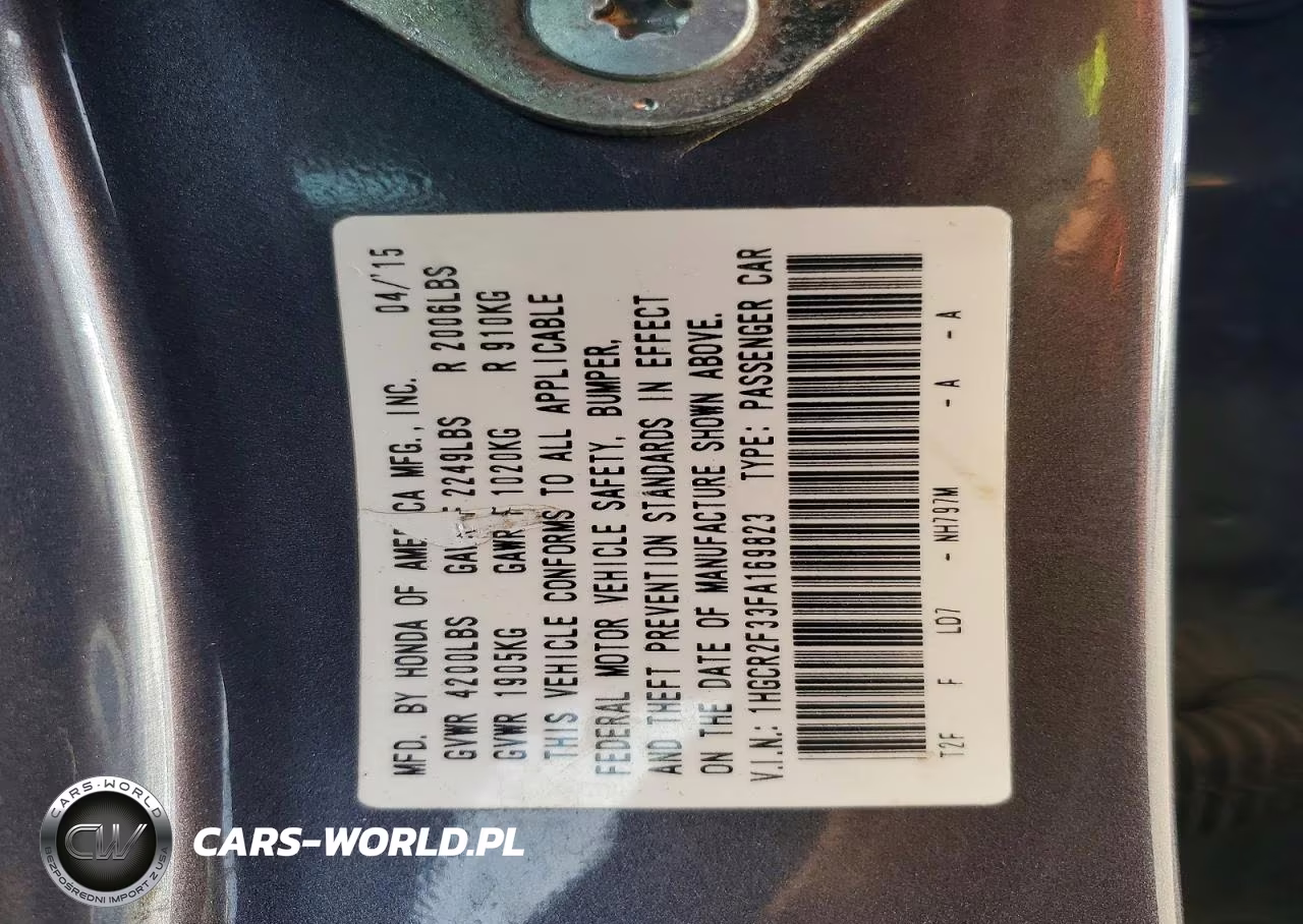 2015 Honda Accord Lx VIN:1HGCR2F33FA169823 - 12
