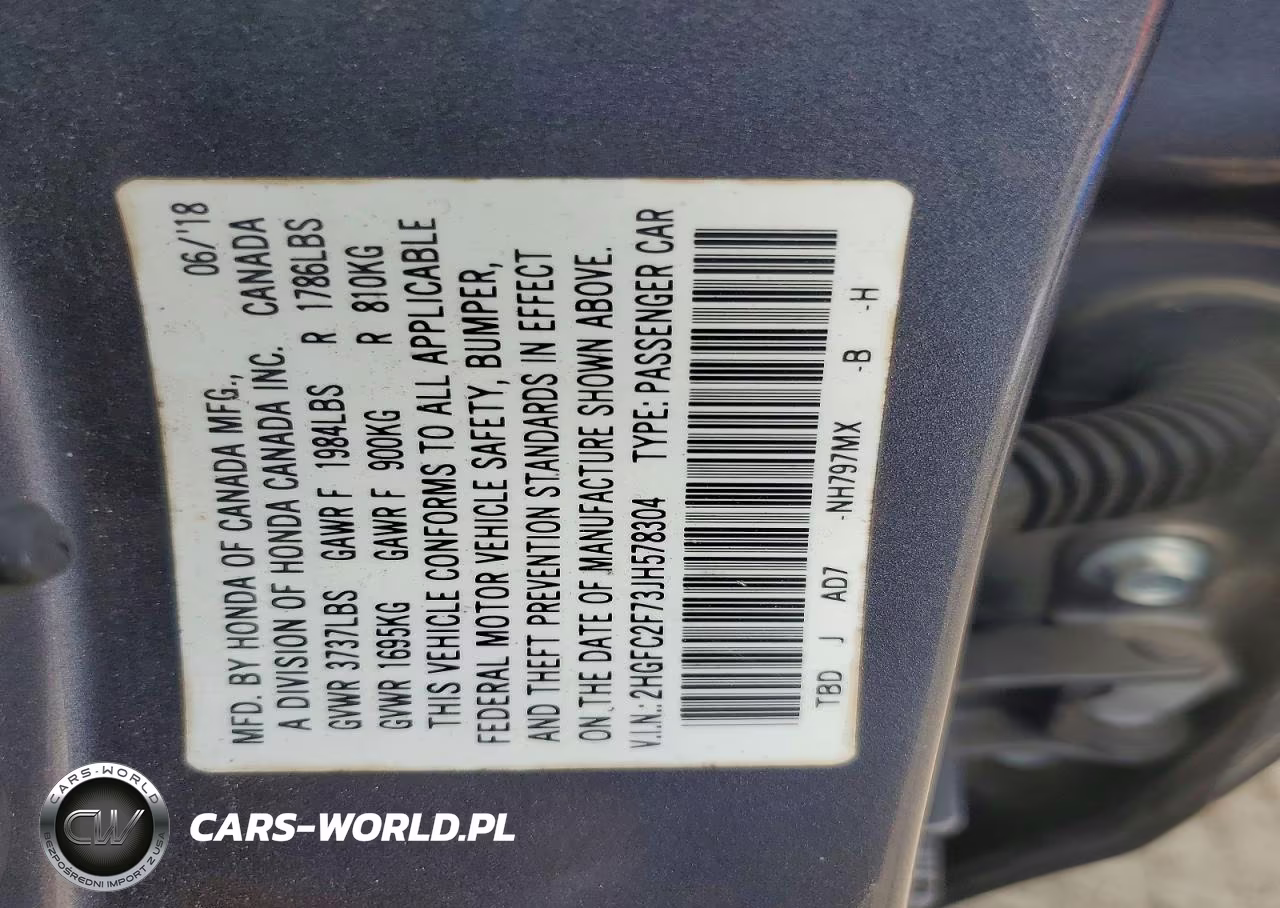2018 Honda Civic Ex VIN:2HGFC2F73JH578304 - 12