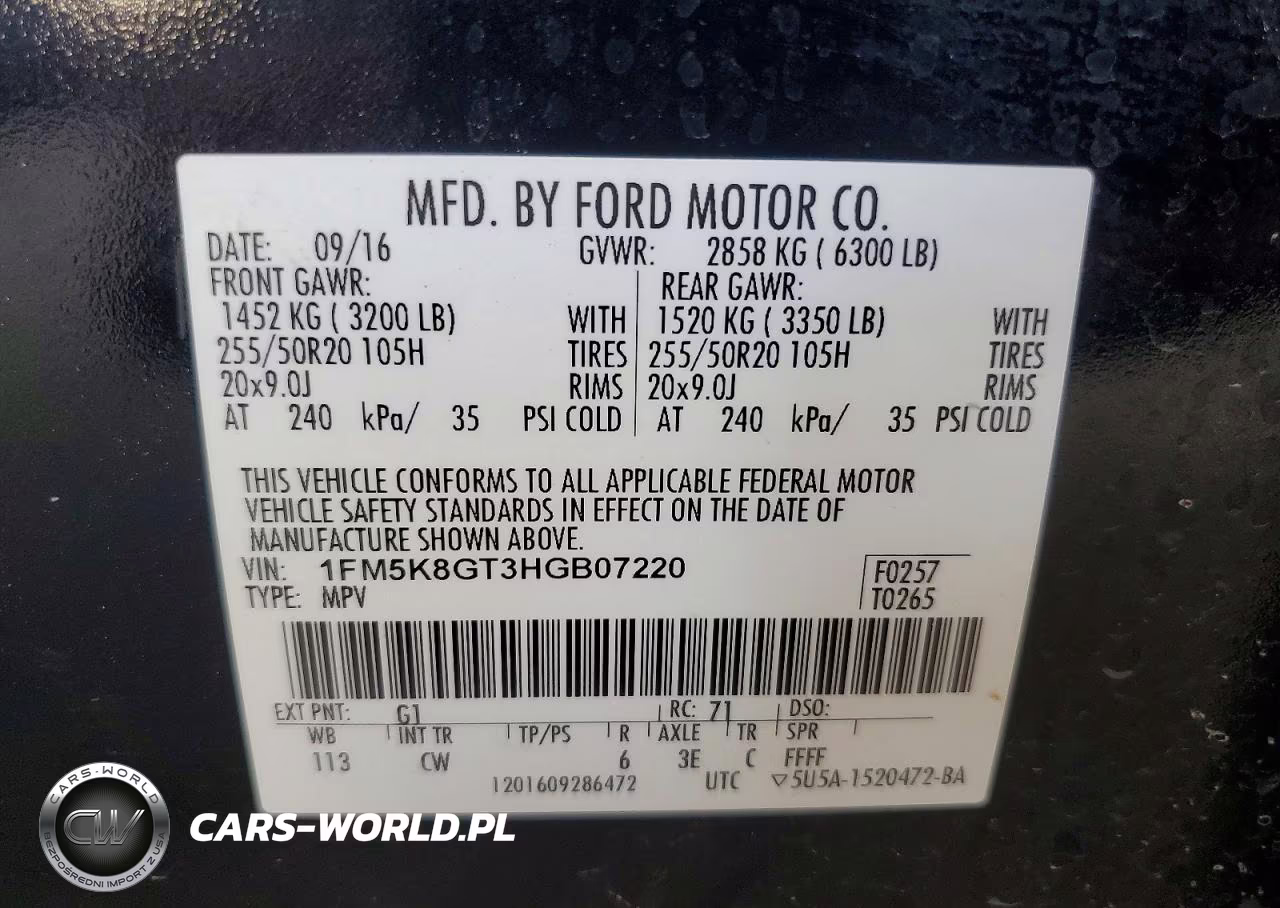 2017 Ford Explorer Sport VIN:1FM5K8GT3HGB07220 - 13
