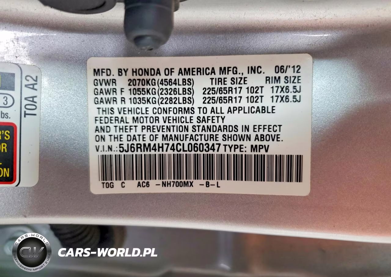 2012 Honda Cr-V Exl VIN:5J6RM4H74CL060347 - 13
