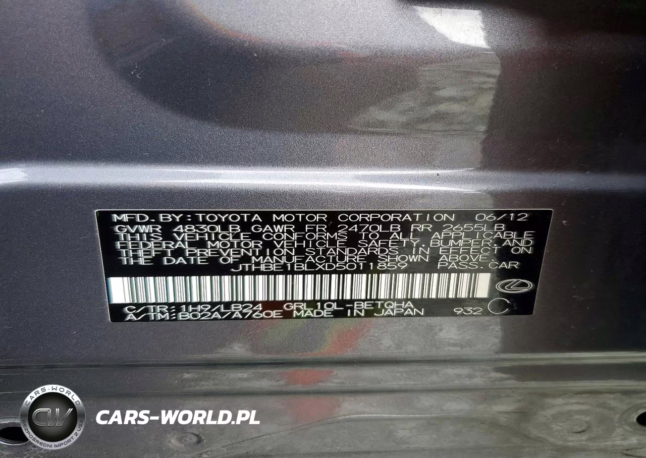 2013 Lexus Gs 350 VIN:JTHBE1BLXD5011859 - 13