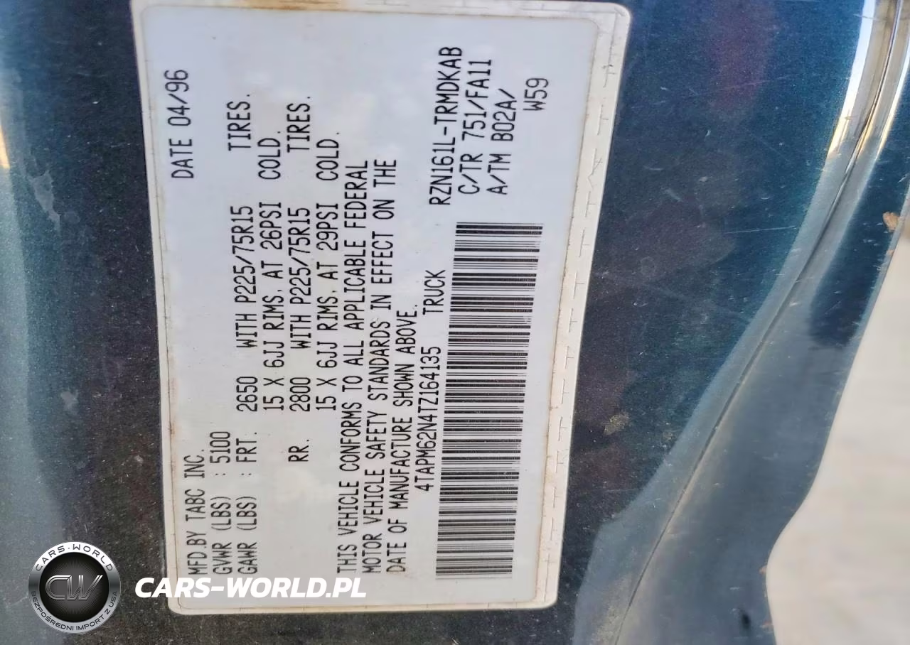 1996 Toyota Tacoma Base VIN:4TAPM62N4TZ164135 - 12
