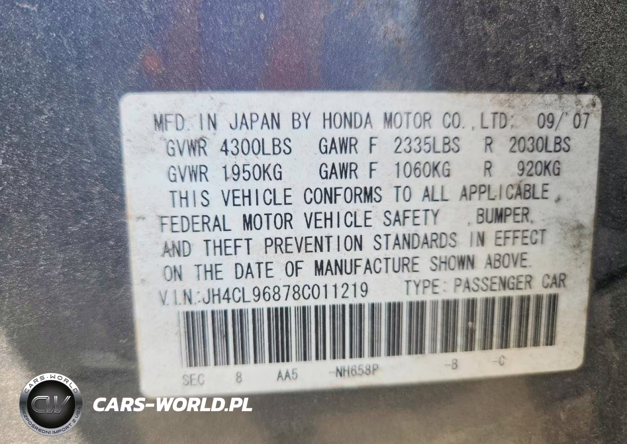 2008 Acura Tsx VIN:JH4CL96878C011219 - 12