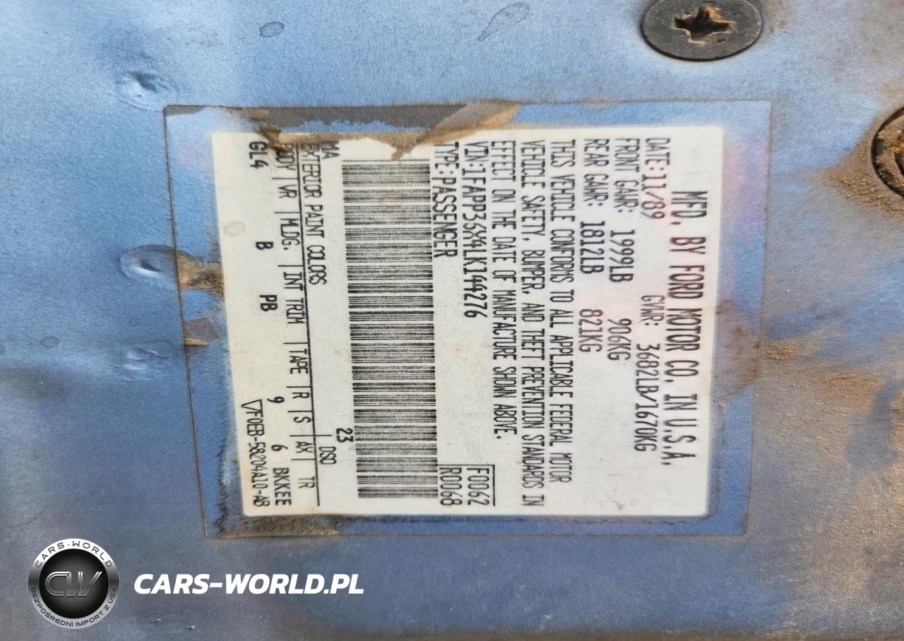 1990 Ford Tempo Gl VIN:1FAPP36X4LK144276 - 13