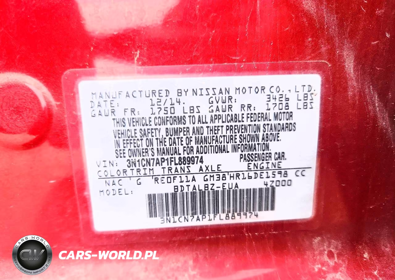 2015 Nissan Versa 1.6 Sv VIN:3N1CN7AP1FL889974 - 12